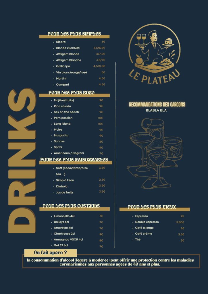 menu drinks a4